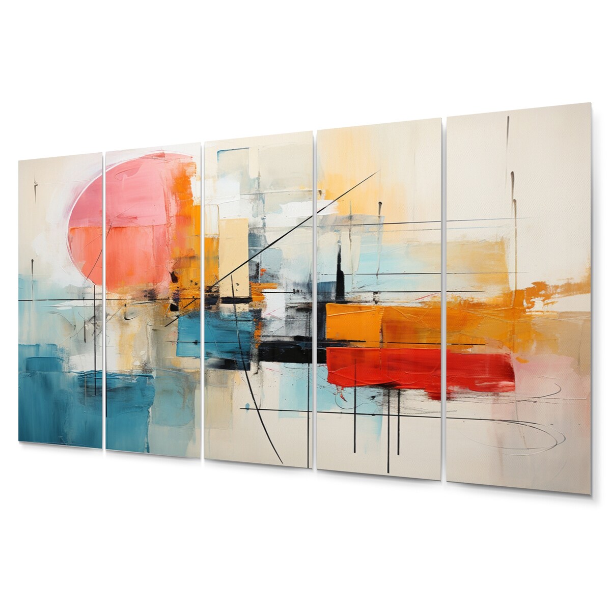 Designart "Abstract Chromatics II" Abstract Collages Metal Art Print Set