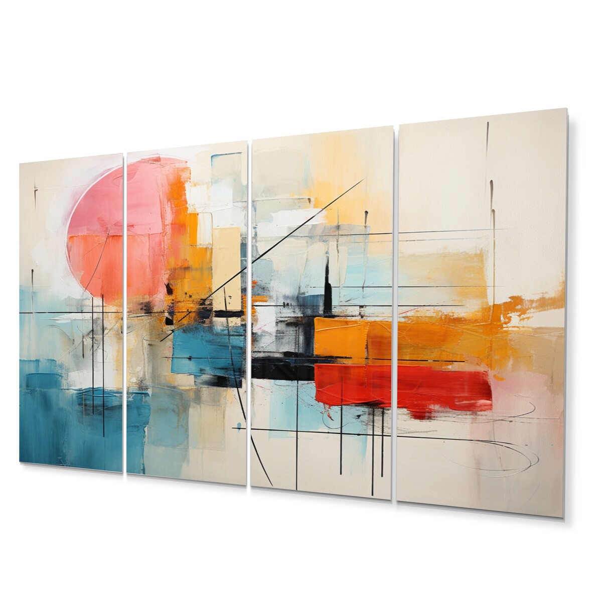 Designart "Abstract Chromatics II" Abstract Collages Metal Art Print Set