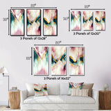 Designart "Abstract Geode Geometric Pink And Green I" Animals Wall Art Set Of 3 - Modern Gallery Wall Set For Home Decor