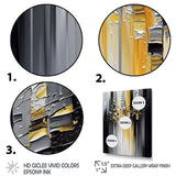 Designart "Abstract Geometric Black And Yellow I" Modern Geometric Canvas Art Print - 3 Panels