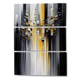 Designart "Abstract Geometric Black And Yellow I" Modern Geometric Canvas Art Print - 3 Panels