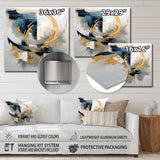 Designart "Abstract Golden Blue Whirls Of Serenity III" Fractal Print Gold Metal Wall Art - Modern Metal Art Work
