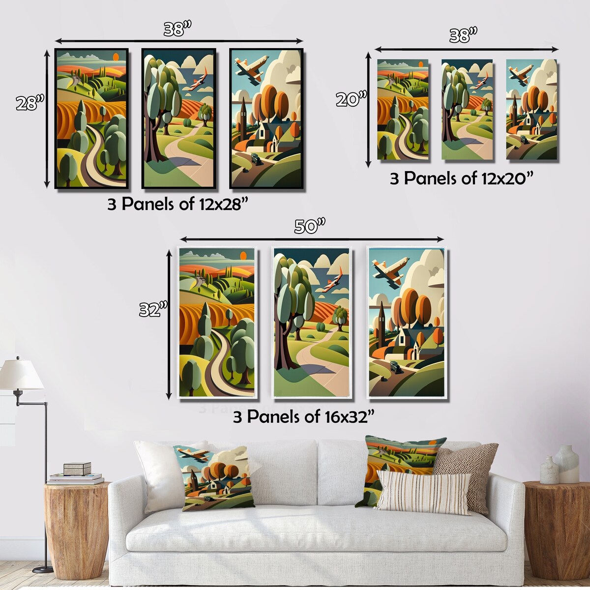 Designart "Abstract Landscape Of Road To Rustic Mountains V" Abstract Landscape Canvas Set Of 3 - For Living Room Decor