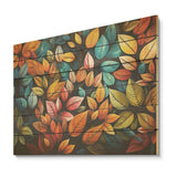 Designart "Abstract Leaves Wilderness Collage I" Leaves Wood Wall Decor - Multicolor Wood Panel On Natural Pine Wood