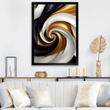Designart "Abstract Liquid Gold Black Double Spiral Swirl" Abstract Spirals Framed Wall Art Prints
