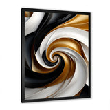 Designart "Abstract Liquid Gold Black Double Spiral Swirl" Abstract Spirals Framed Wall Art Prints