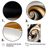 Designart "Abstract Liquid Gold Black Double Spiral Swirl" Abstract Spirals Framed Wall Art Prints