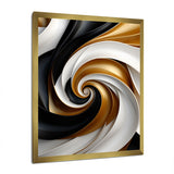 Designart "Abstract Liquid Gold Black Double Spiral Swirl" Abstract Spirals Framed Wall Art Prints