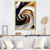 Designart "Abstract Liquid Gold Black Double Spiral Swirl" Abstract Spirals Framed Wall Art Prints