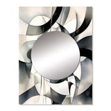 Designart "Abstract Neutral XIII" Modern Geometric Mirror Black - Modern Large Mirror Wall Art For Bathroom