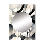 Designart "Abstract Neutral XIII" Modern Geometric Mirror Black - Modern Large Mirror Wall Art For Bathroom