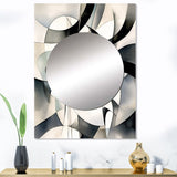 Designart "Abstract Neutral XIII" Modern Geometric Mirror Black - Modern Large Mirror Wall Art For Bathroom