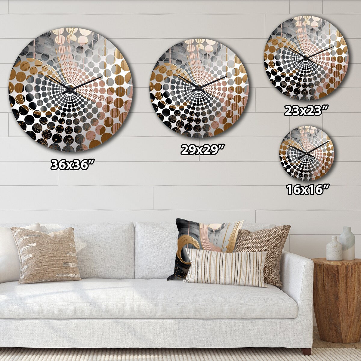 Designart "Abstract Pink and Gold Liquid ink circles III" Abstract Shapes Clocks Modern Wall Clocks For Hallway Décor