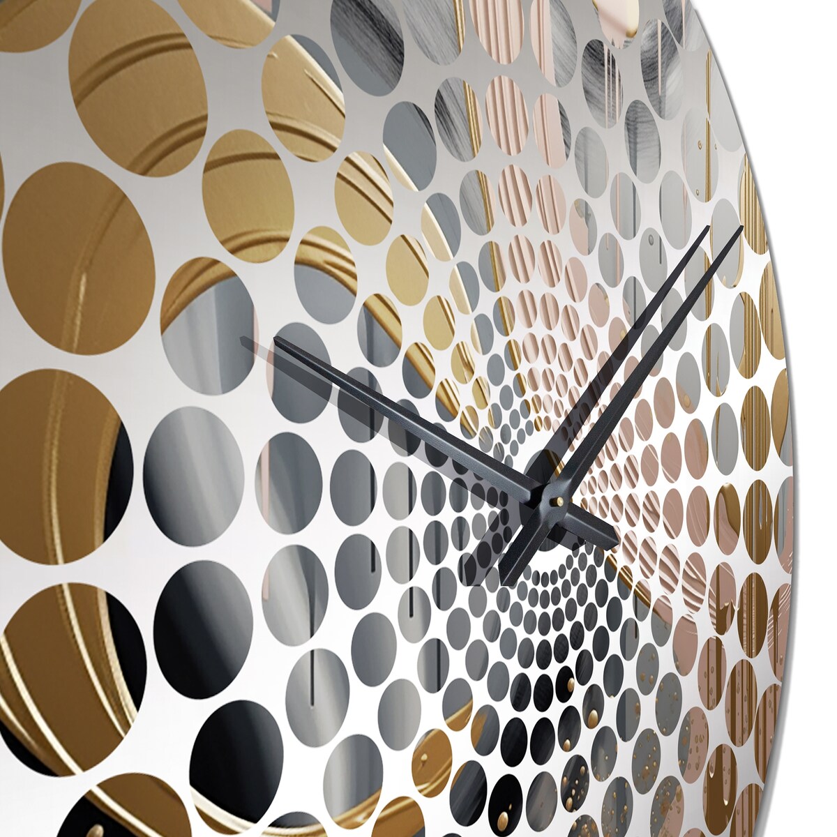 Designart "Abstract Pink and Gold Liquid ink circles III" Abstract Shapes Clocks Modern Wall Clocks For Hallway Décor