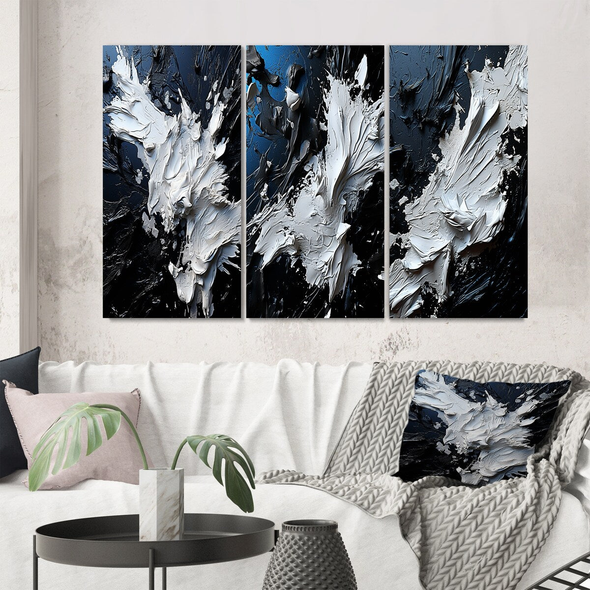Designart "Abstract River Of Euphoria III" Abstract Painting Wall Art Set Of 3 - Modern Gallery Set For Office Decor
