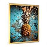 Designart "Abstract Turquoise Ananas Twisted" Pineapples Wall Decor Blue - Traditional Entryway Framed Wall Art