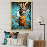Designart "Abstract Turquoise Ananas Twisted" Pineapples Wall Decor Blue - Traditional Entryway Framed Wall Art