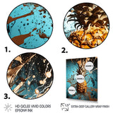 Designart "Abstract Turquoise Ananas Twisted" Pineapples Wall Decor Blue - Traditional Entryway Framed Wall Art