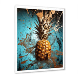 Designart "Abstract Turquoise Ananas Twisted" Pineapples Wall Decor Blue - Traditional Entryway Framed Wall Art