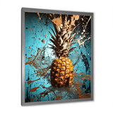 Designart "Abstract Turquoise Ananas Twisted" Pineapples Wall Decor Blue - Traditional Entryway Framed Wall Art