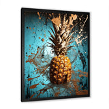 Designart "Abstract Turquoise Ananas Twisted" Pineapples Wall Decor Blue - Traditional Entryway Framed Wall Art