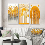 Designart "Abstract Yellow Forest Quill Minimalism II" Landscape Trees Wall Art Set Of 3 Gallery Wall Set For Home Decor