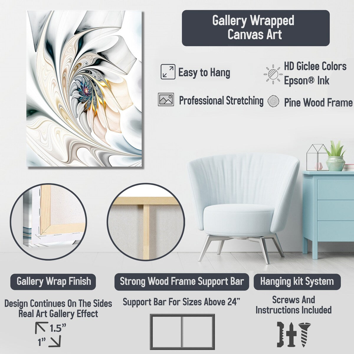 Designart "Abstract Yellow Forest Quill Minimalism II" Landscape Trees Wall Art Set Of 3 Gallery Wall Set For Home Decor