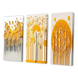 Designart "Abstract Yellow Forest Quill Minimalism II" Landscape Trees Wall Art Set Of 3 Gallery Wall Set For Home Decor