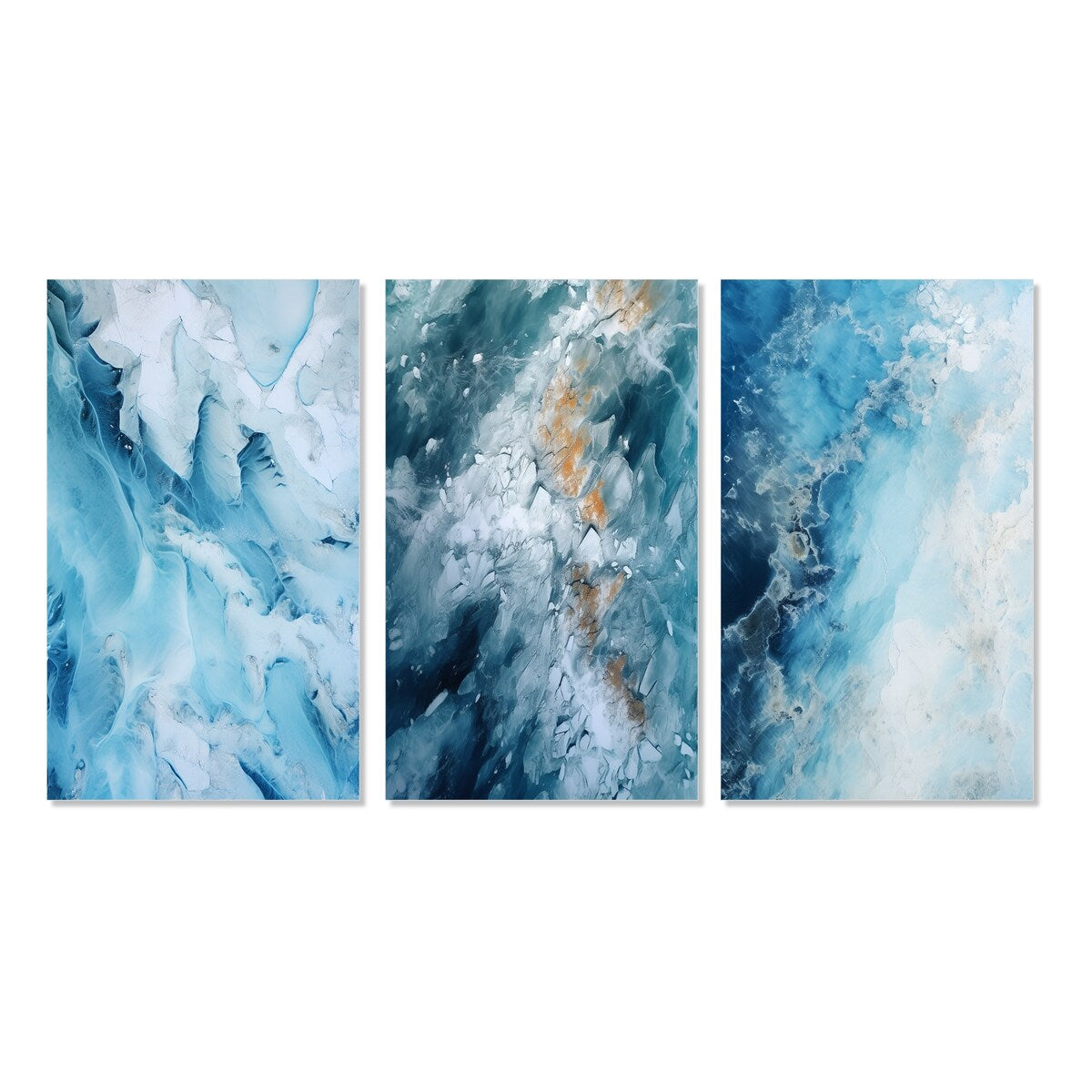 Designart "Aerial View Of Artic Glacier Landscape V" Glacier Wall Art Set Of 3 Country Canvas Set For Living Room Decor