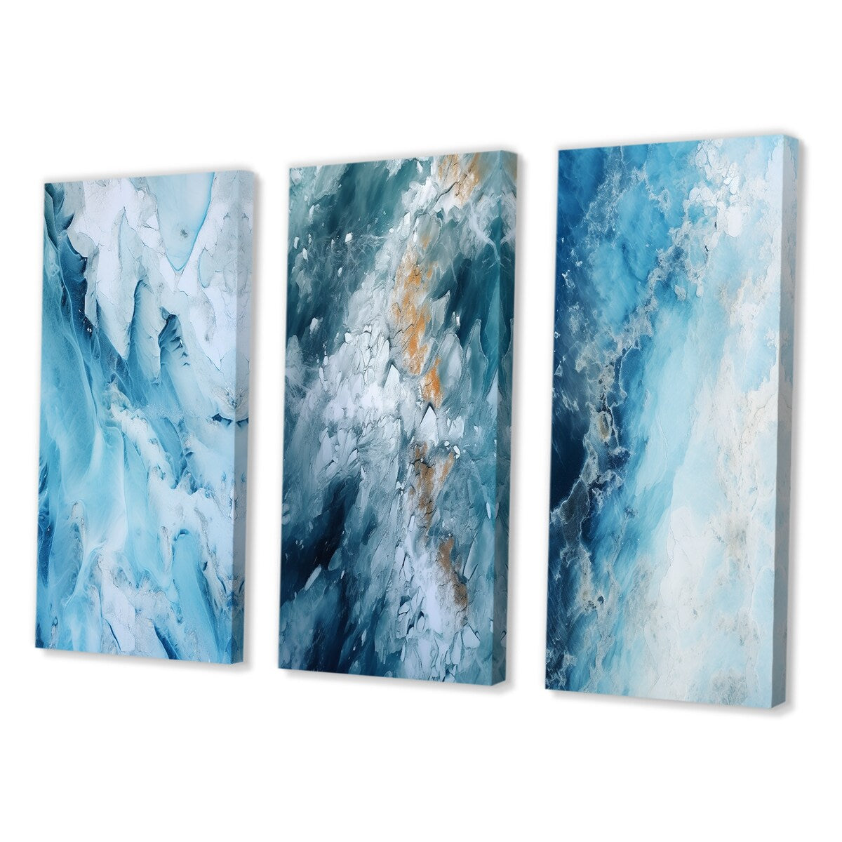 Designart "Aerial View Of Artic Glacier Landscape V" Glacier Wall Art Set Of 3 Country Canvas Set For Living Room Decor