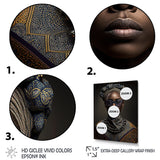 Designart "African American Woman Designer Glasses Traditional Clothes I" African American Woman Canvas Art Print - 3 Panels