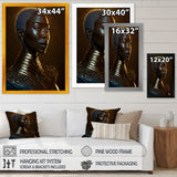 Designart "African American Woman Traditional Clothes III" African American Woman Framed Wall Art Living Room