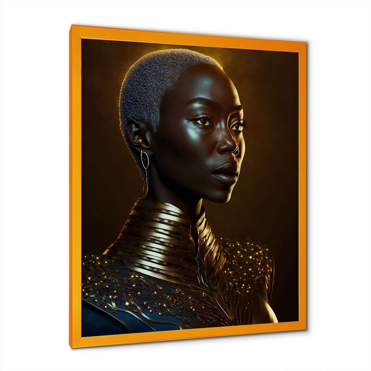Designart "African American Woman Traditional Clothes III" African American Woman Framed Wall Art Living Room