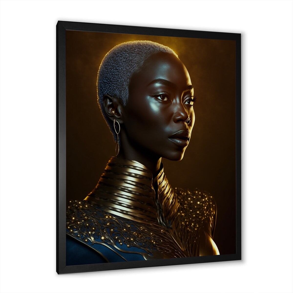 Designart "African American Woman Traditional Clothes III" African American Woman Framed Wall Art Living Room