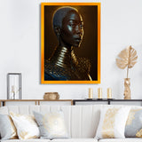 Designart "African American Woman Traditional Clothes III" African American Woman Framed Wall Art Living Room