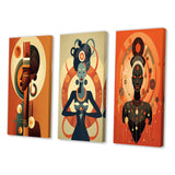 Designart "African Tribal Goddess Graphic Illustration I" Abstract Portraits Black - Printed Art Set Of 3 For Bedroom