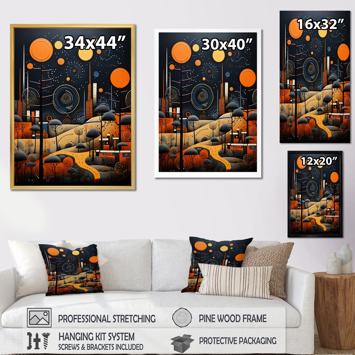 Designart "African Tribal Rhythms Pastoral III" African Tribal Framed Canvas Prints