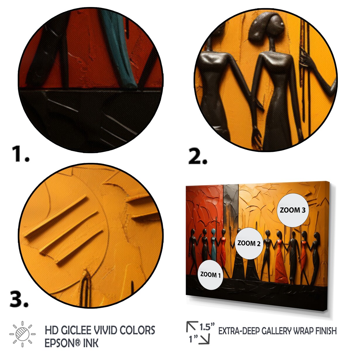 Designart "African Tribal Rhythms VIII" African Tribes Canvas Wall Art Set