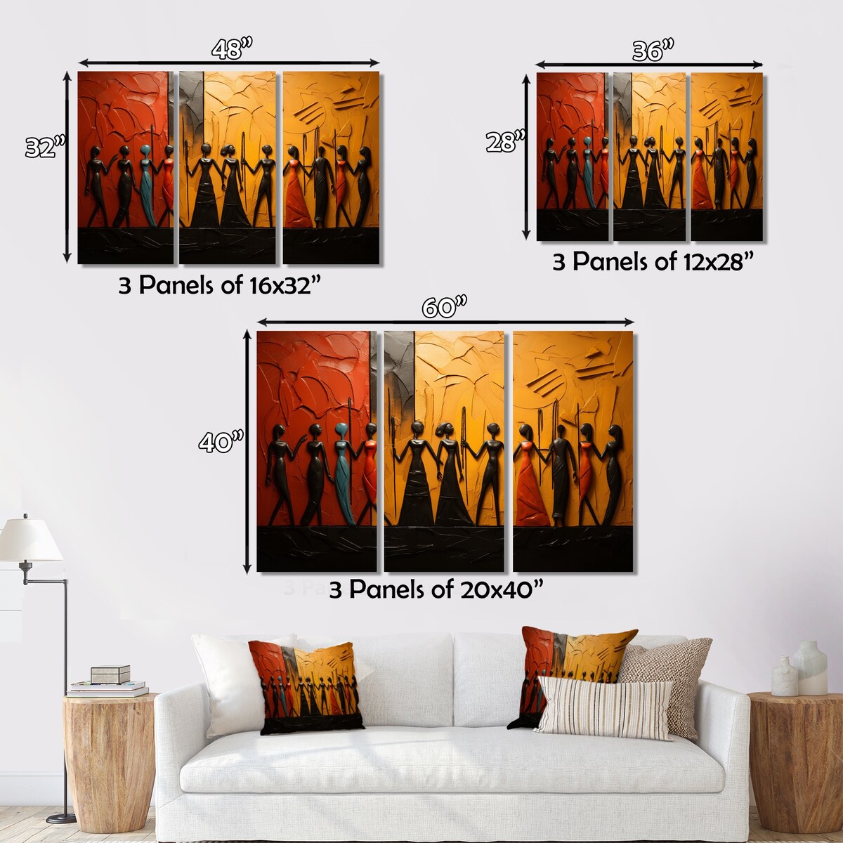 Designart "African Tribal Rhythms VIII" African Tribes Canvas Wall Art Set