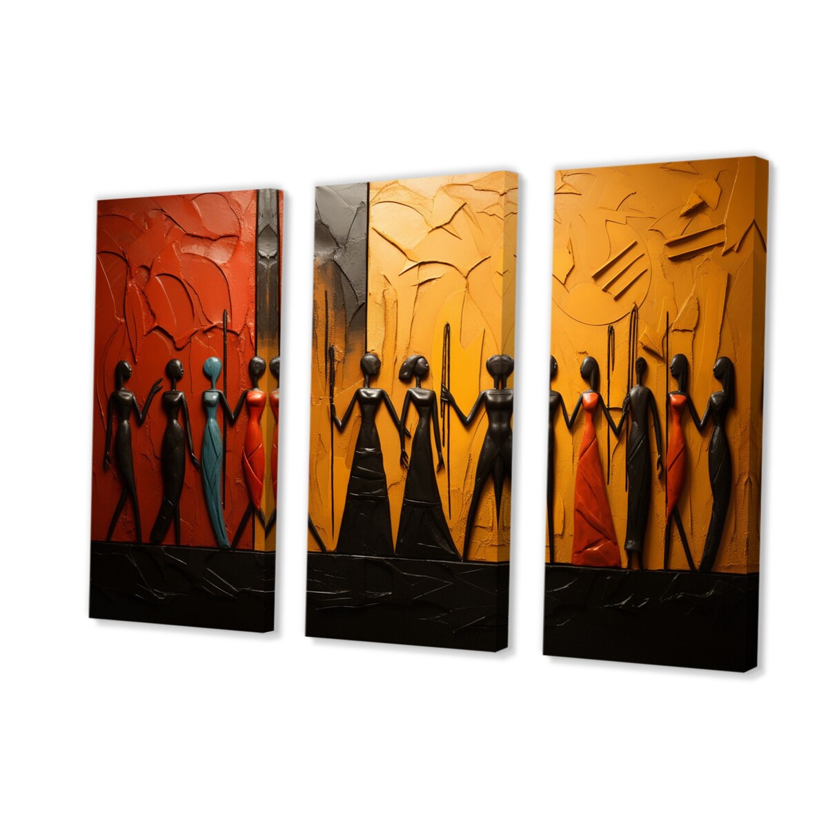Designart "African Tribal Rhythms VIII" African Tribes Canvas Wall Art Set