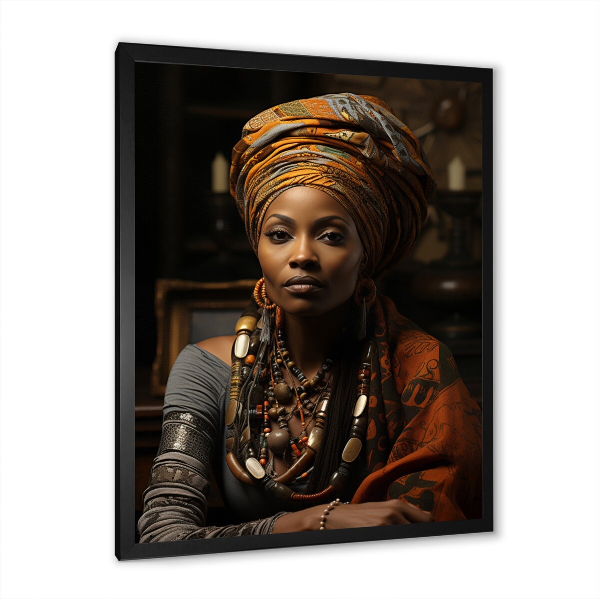 Designart "African Woman Poetry II" African American Art Framed Wall Art Living Room