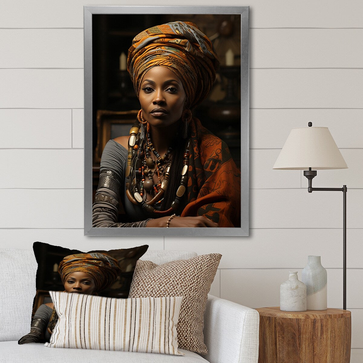Designart "African Woman Poetry II" African American Art Framed Wall Art Living Room