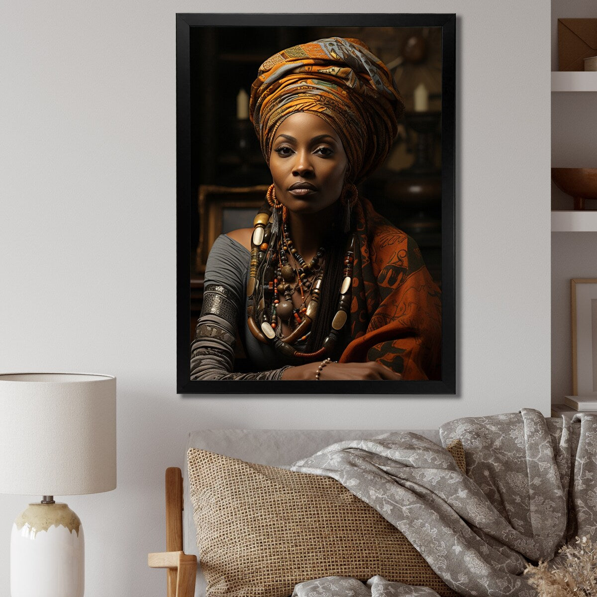Designart "African Woman Poetry II" African American Art Framed Wall Art Living Room