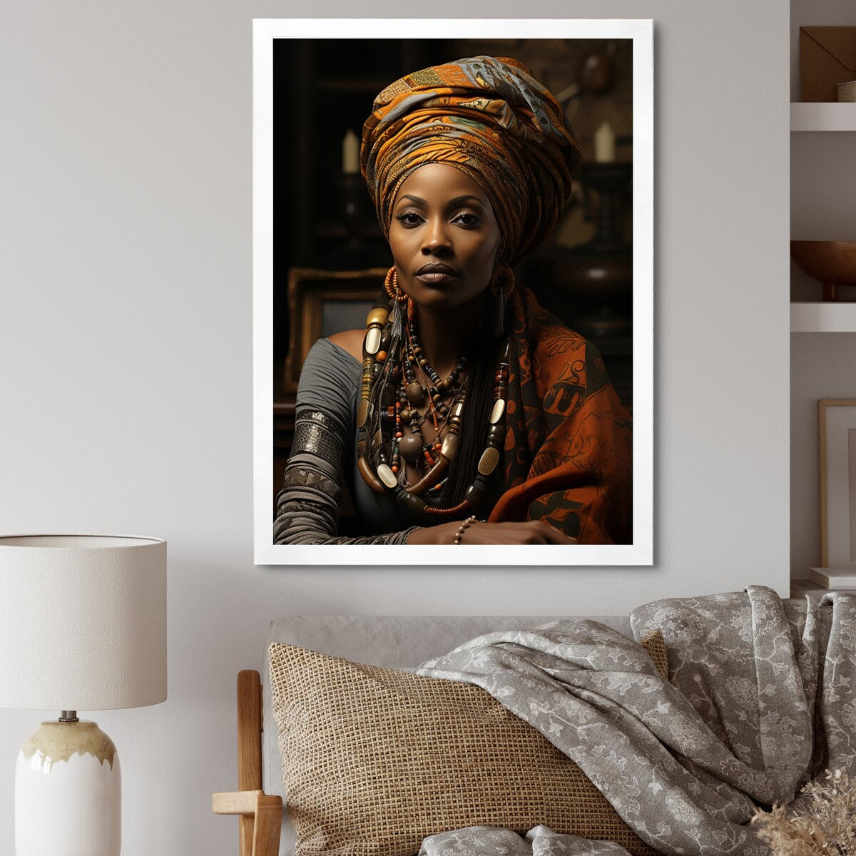 Designart "African Woman Poetry II" African American Art Framed Wall Art Living Room