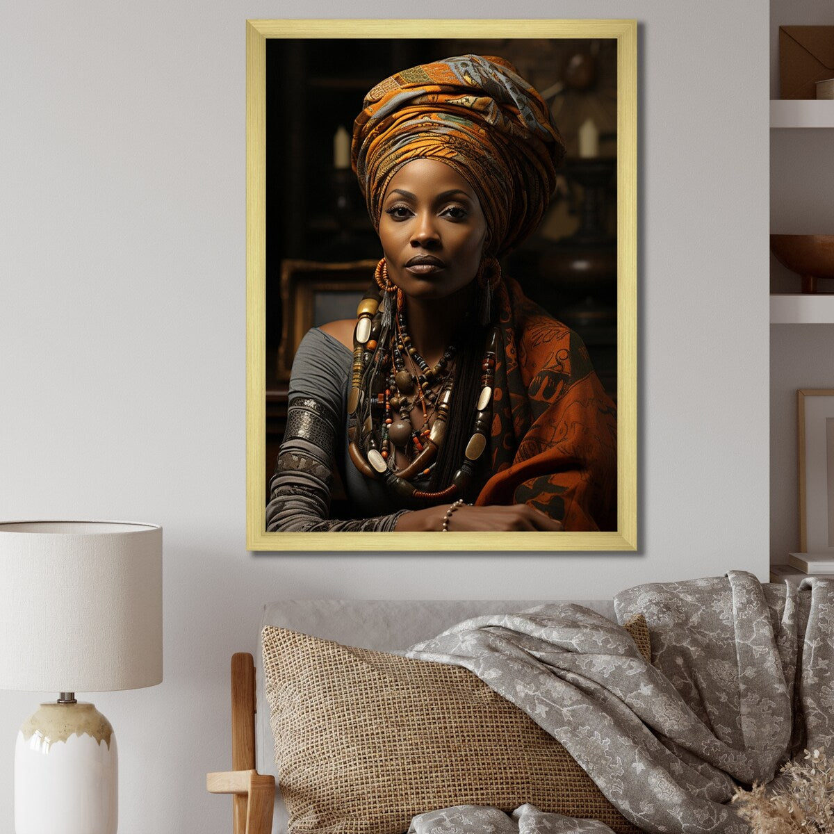 Designart "African Woman Poetry II" African American Art Framed Wall Art Living Room