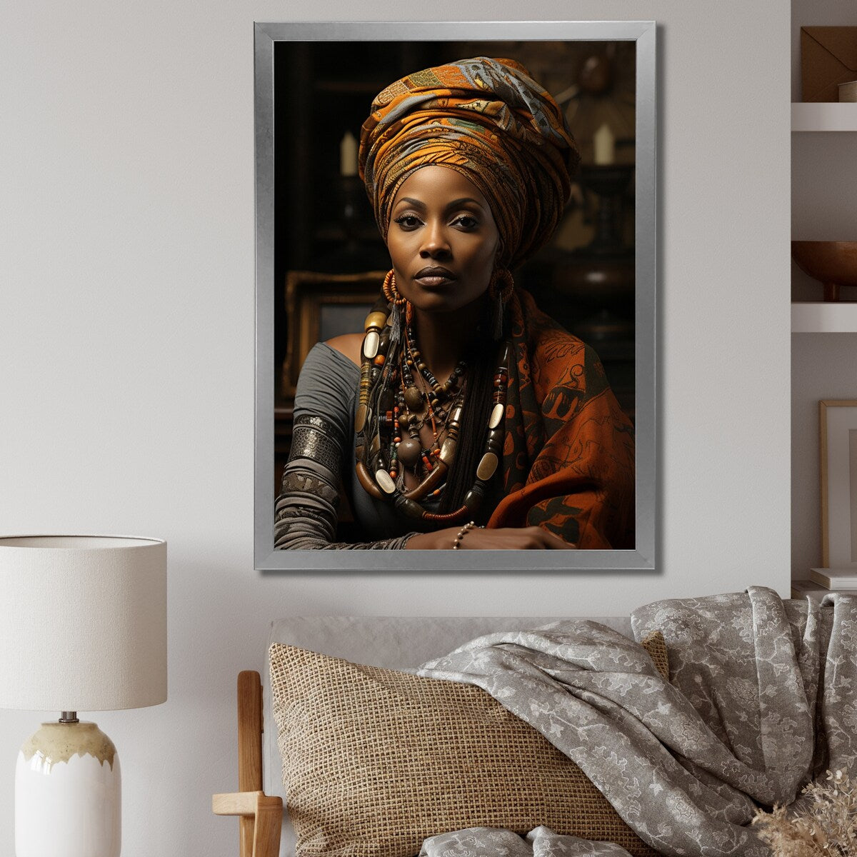 Designart "African Woman Poetry II" African American Art Framed Wall Art Living Room