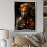 Designart "African Woman Poetry II" African American Art Framed Wall Art Living Room