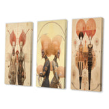 Designart "Alien Goddess Vintage Dreamscape Illustration VI" Abstract Portraits Canvas Set Of 3 - For Living Room Decor