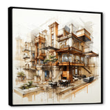 Designart "Analytic Drawing Of A Hotels Lodges " Hotels & Lodges Framed Wall Art Prints
