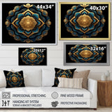 Designart "Ancient Atlantis Mandala In Gold And Turquoise" Boho Mandala Framed Wall Art Living Room
